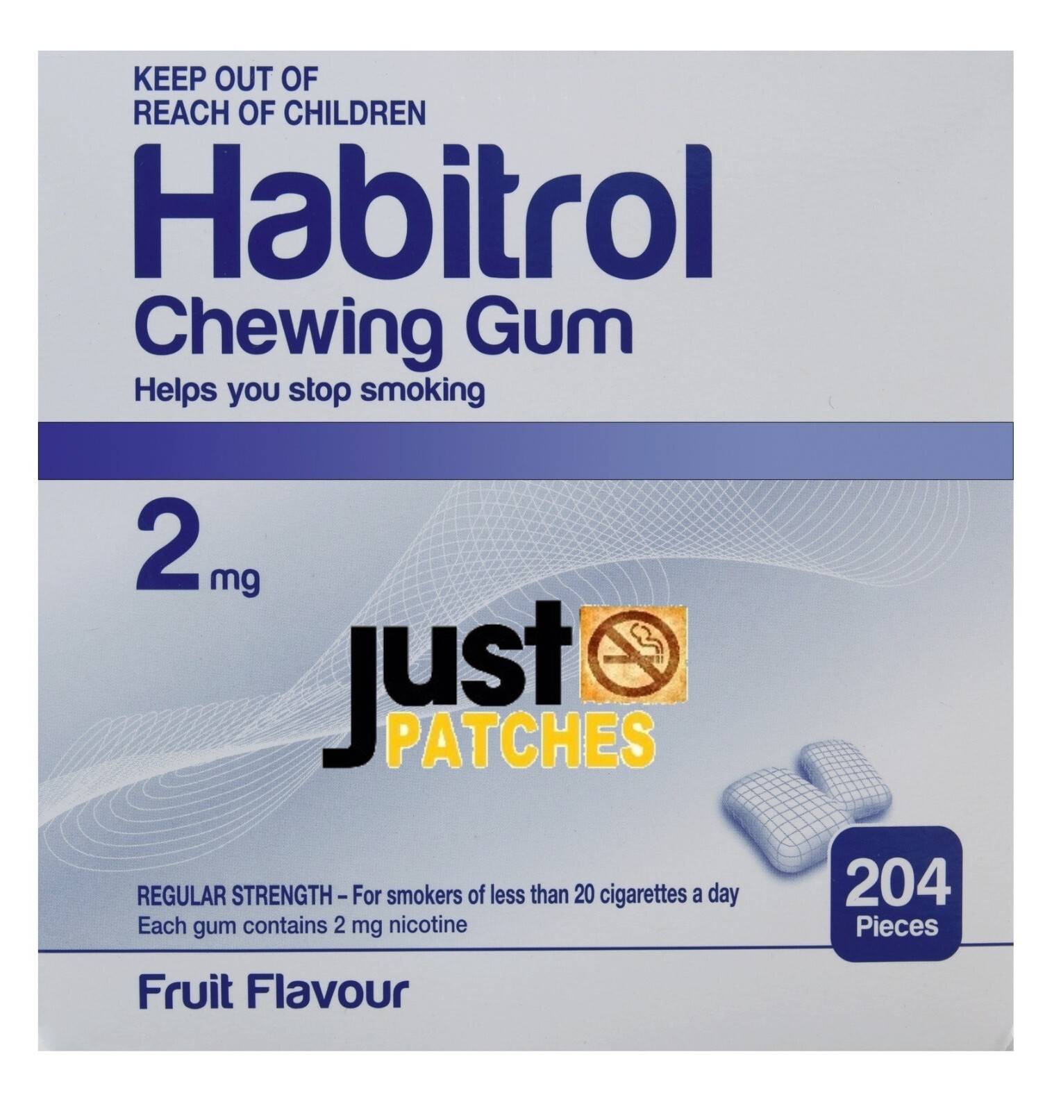 Habitrol Nicotine Gum 2 mg FRUIT Flavor (408 Pieces = 2 Boxes) NEW 09/2024