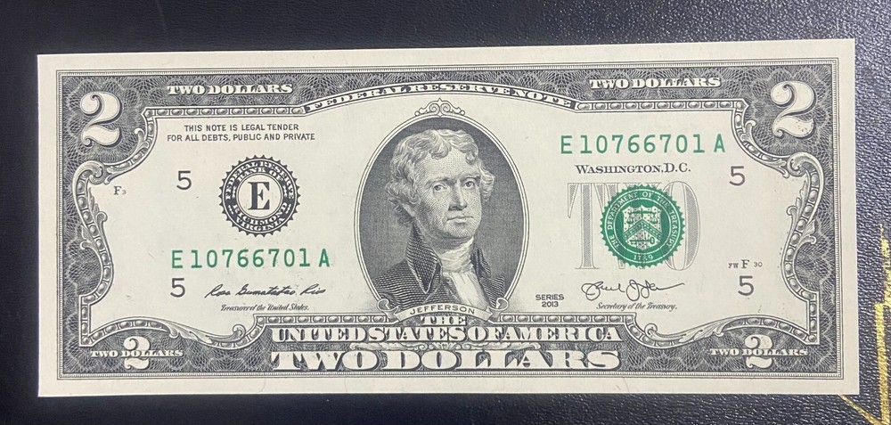 2013 $2 Two Dollar Bill  Serial RADA# E 1076.6701. UNC