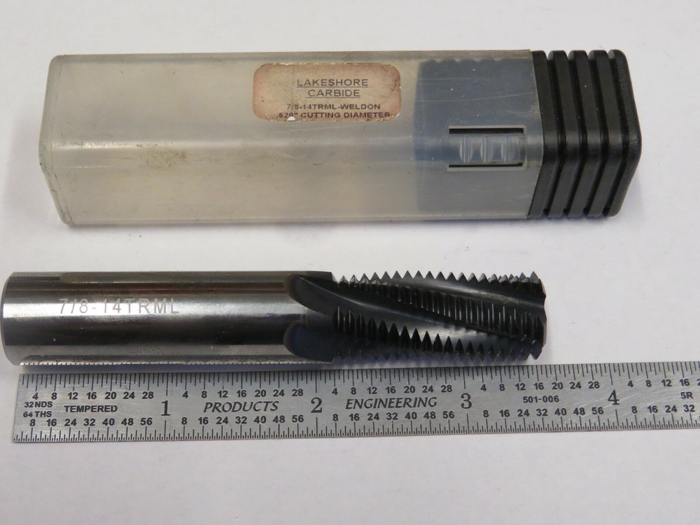 7/8"-14 .620" Cut Dia 5 Flute Helical Thread Mill, Coated
