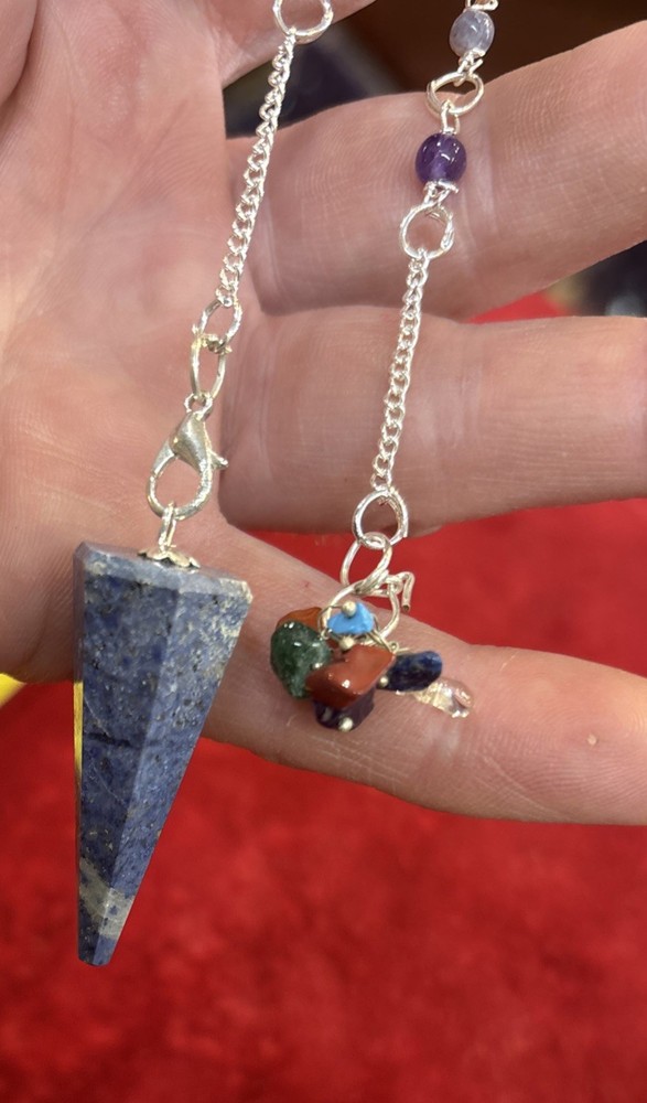 Dumortierite pendulum with Detachable Chakra Chain