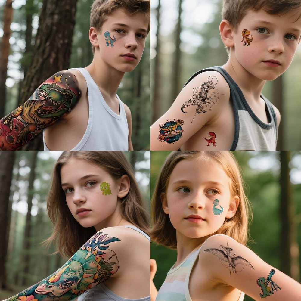 77 Sheets Dinosaur Temporary Tattoos for Kids Large, 77