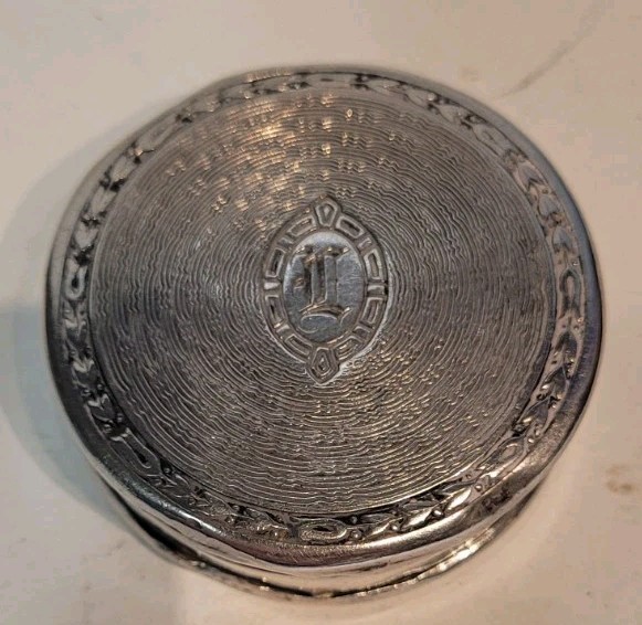 Vintage Round Sterling Silver Double Blush Mirror Makeup Compact Textured