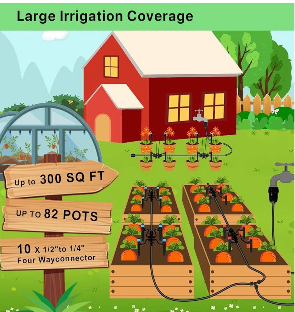 250FT Drip Irrigation Kit – 2025 New Quick-Connect Micro Irrigation System