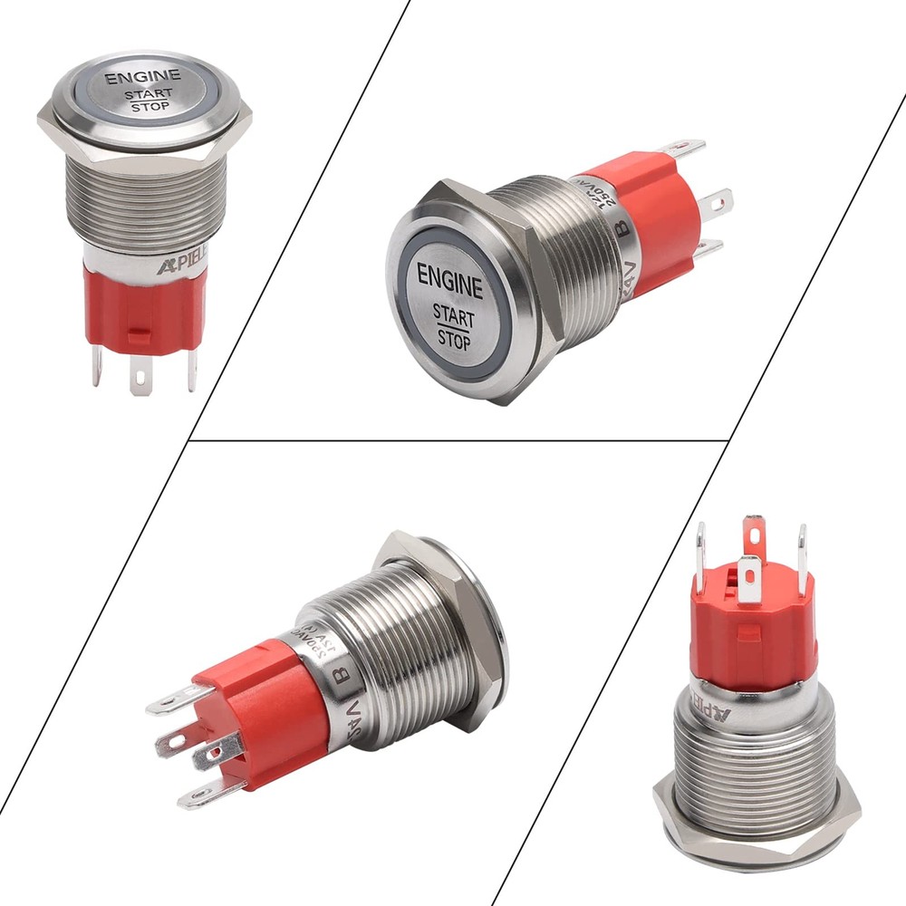 Push Start Ignition Switch, Off-(ON) Instant Engine Start Push Button Switch ...