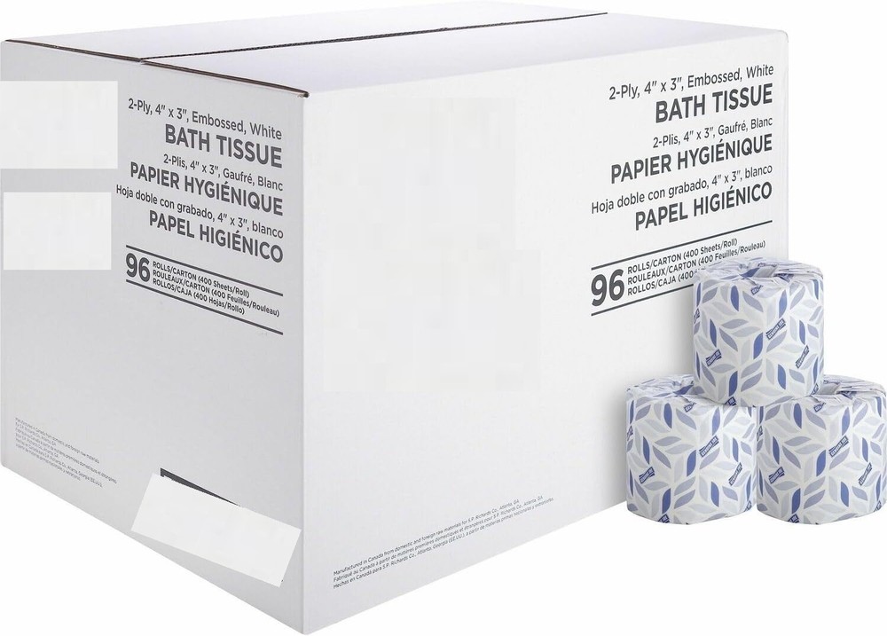 Standard 2-Ply Bath Tissue - 3" x 4", 400 Sheets Per Roll, 96 Count Bulk Pack