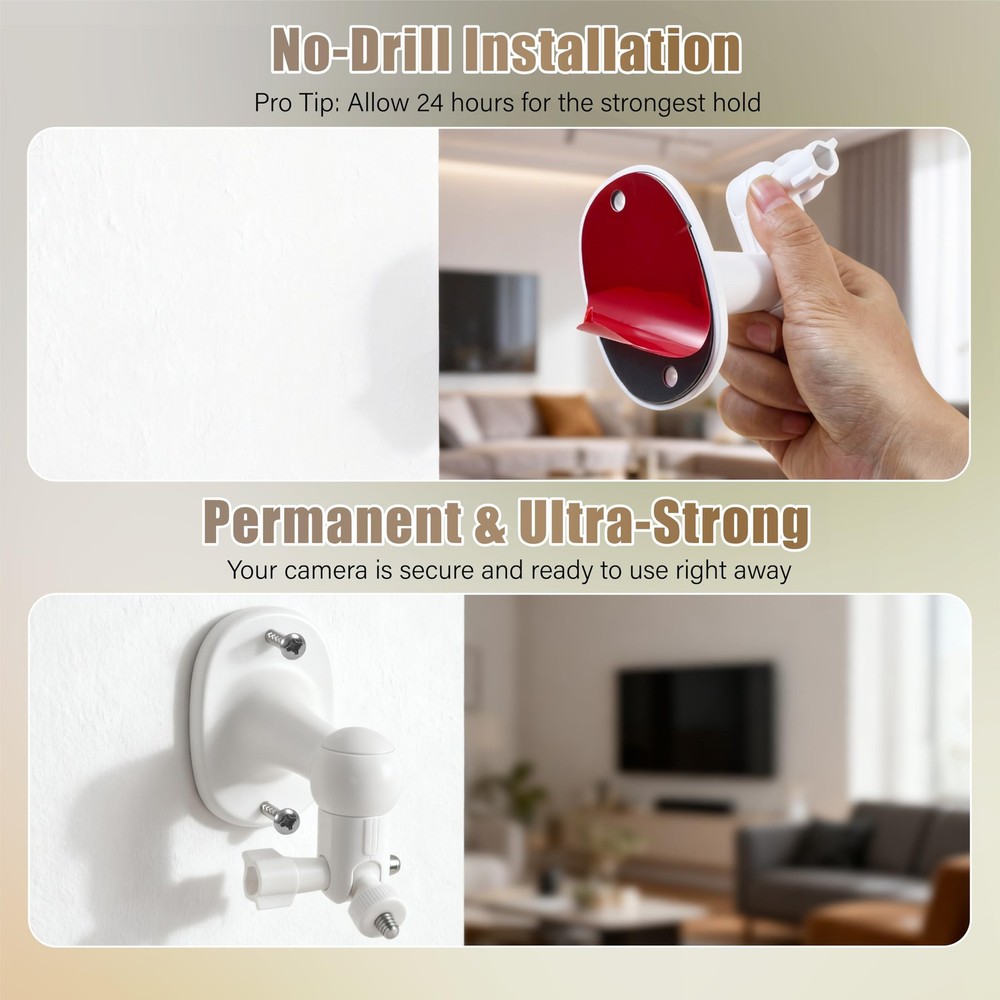 2-in-1 No-Drill & Drillable Wall Mount 2-Pack for Ring Camera, Compatible wit...