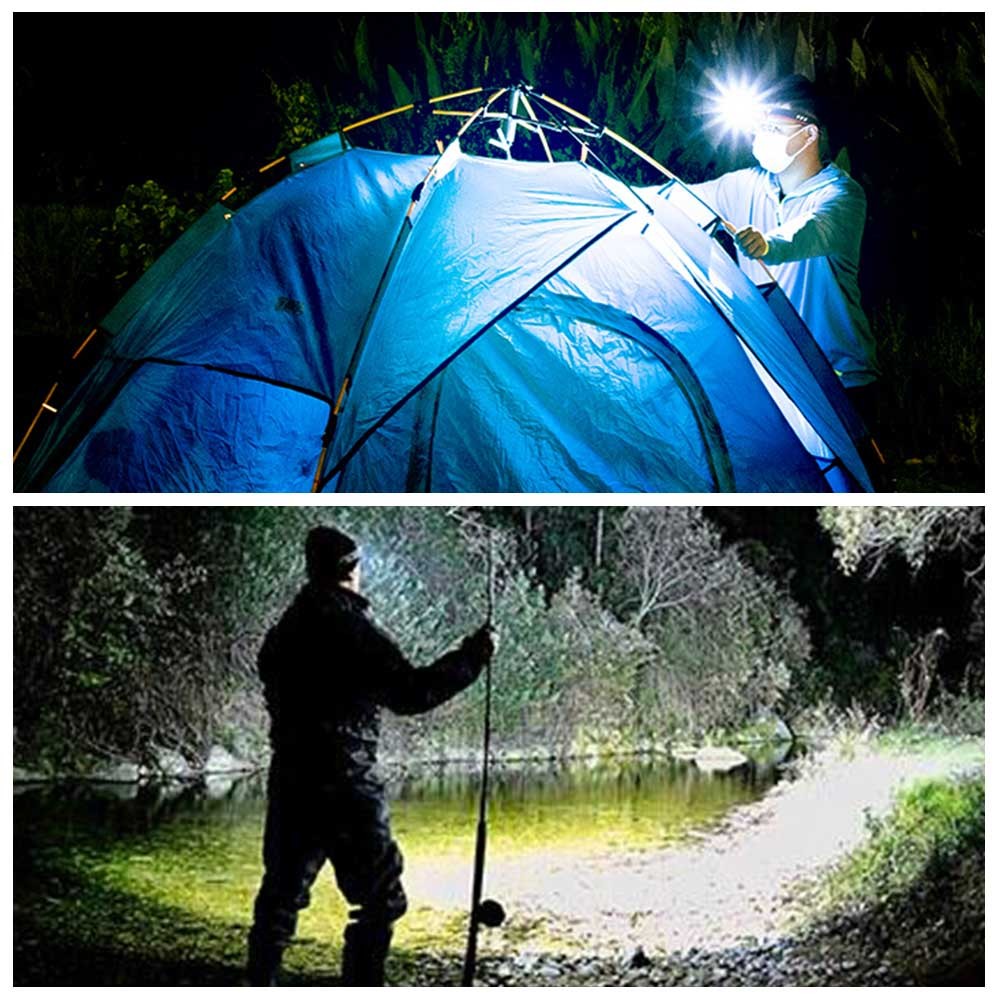 USB Rechargeable Zoomable White LED Headlamp with Sensor Work Light For Camping