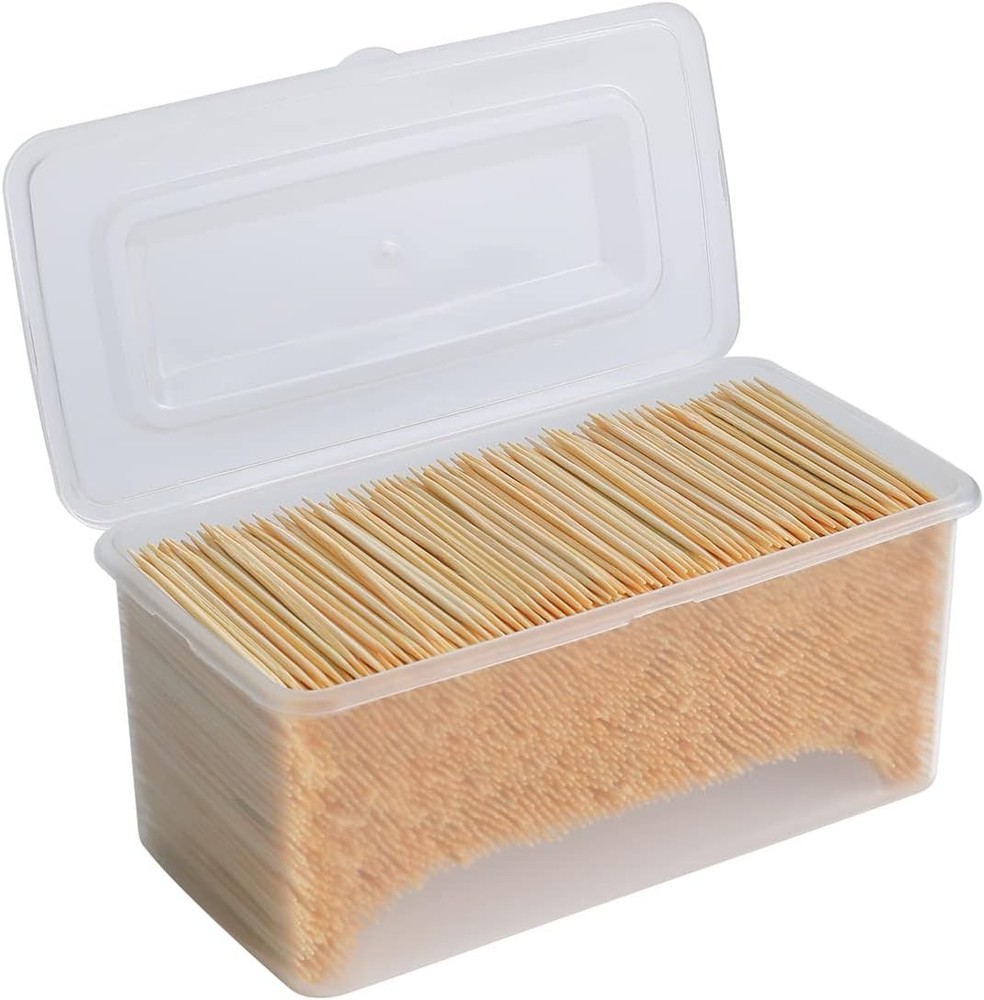 Bamboo Toothpicks - 3000 Count, Round, Double-Sided, Sturdy, Smooth Brown