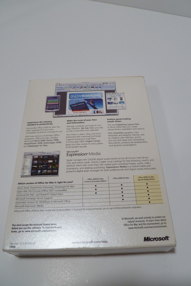 Microsoft Office Mac 2008 with Expression Media & Product Key (Software)