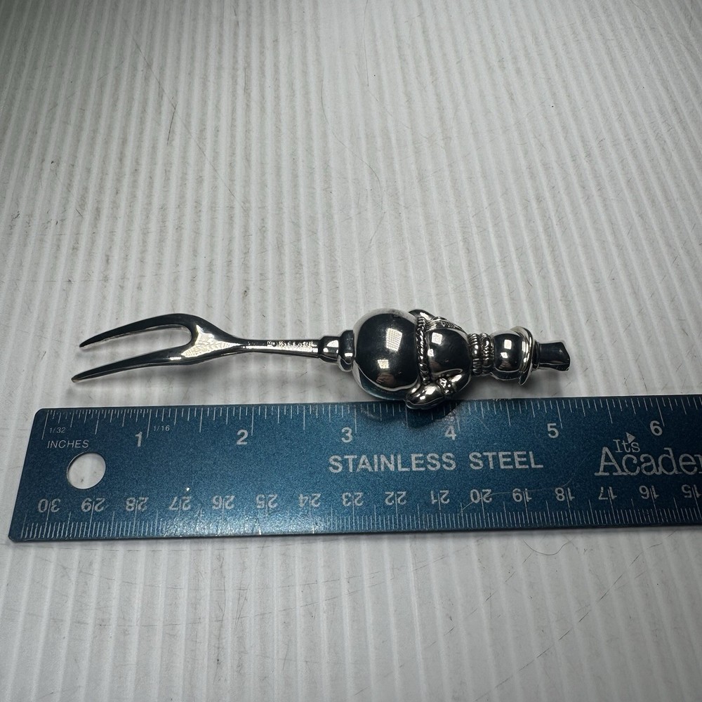Wallace Silverplate Snowman Pickle Fork HEAVY