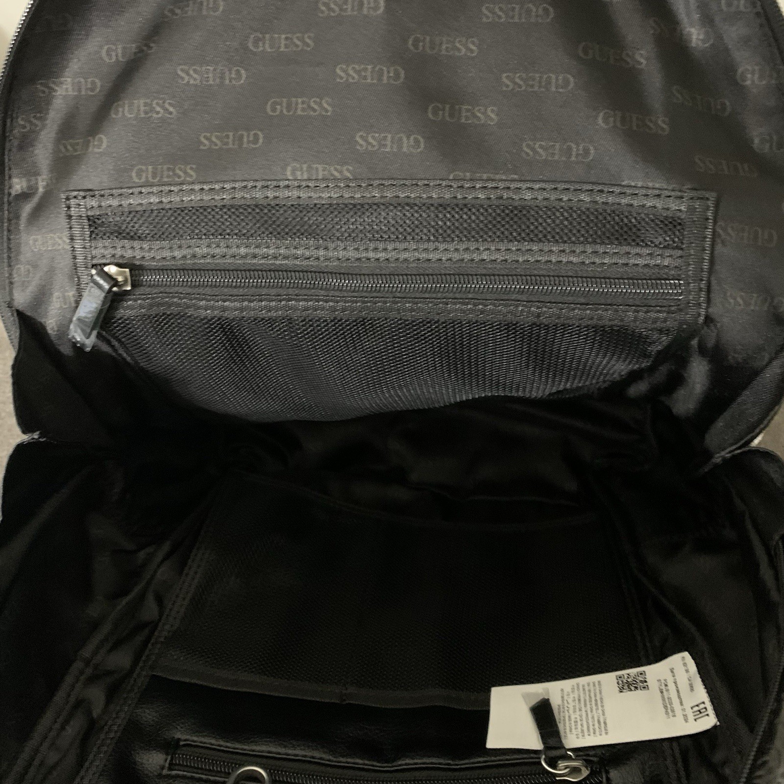 Guess Men's Milano Compact Backpack Solid Black Blaster Wash Embossed Logo