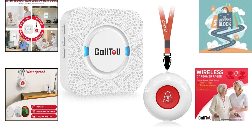 Wireless Caregiver Pager System, Waterproof, 500+ ft Range, 2 Units