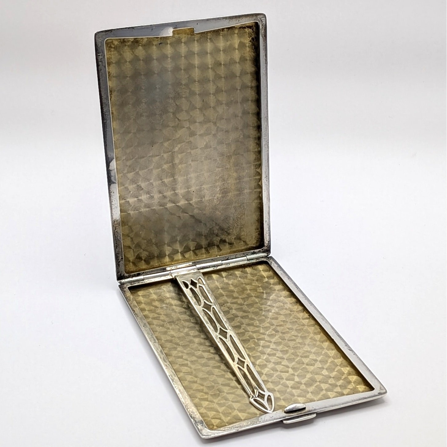 Vintage 1950s Sterling Silver Etched Cigarette Case Wallet Card Holder 5oz