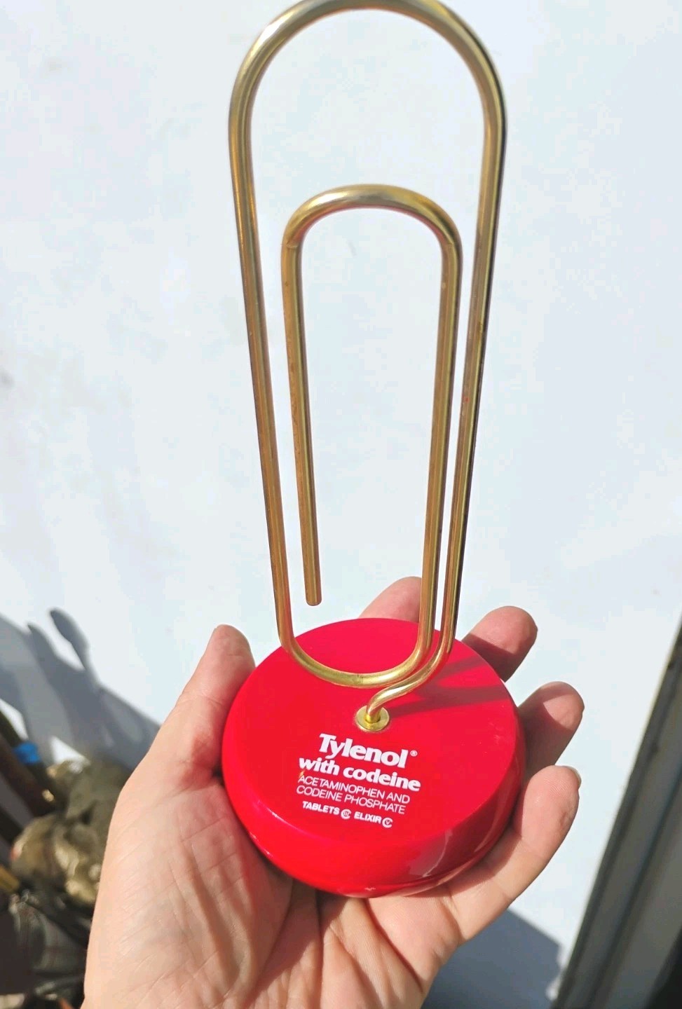 Vtg TYLENOL w/ CODEINE PROMOTIONAL PAPERCLIP LETTER HOLDER pharmaceutical promo