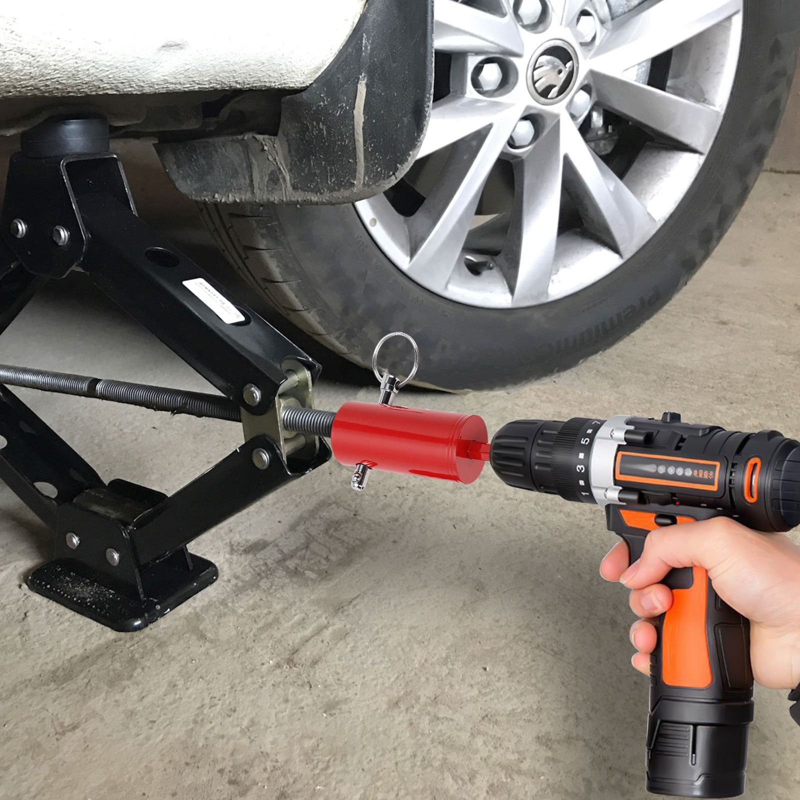 2 PCS Trailer Jack Electric Drill Adapter 1in Handle Bolt Fit 1/2" & 3/8" Shank