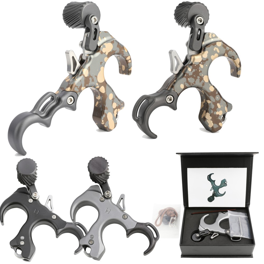 Archery Compound Bow Release Aid UV Button 3/4Finger Thumb Trigger RHLH Shooting