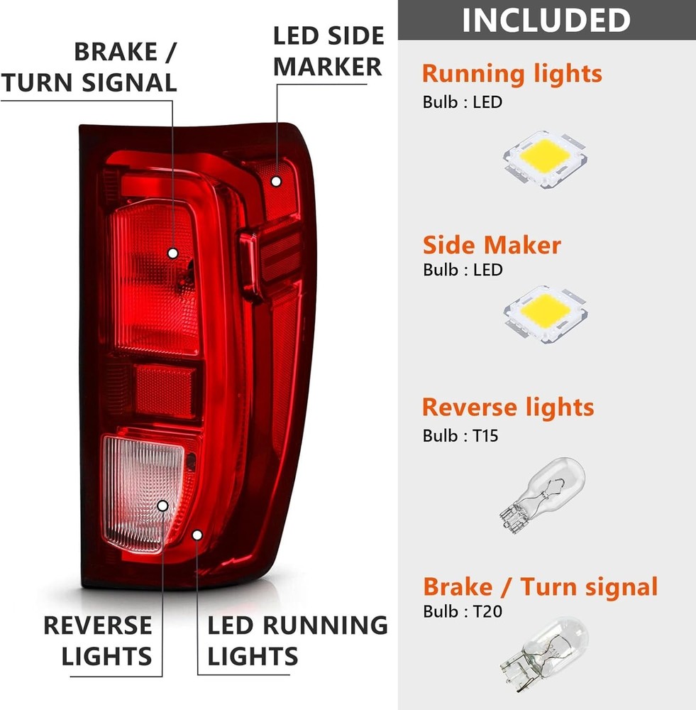 Tail Light Assembly Compatible with GMC Sierra Right/Passenger Halogen