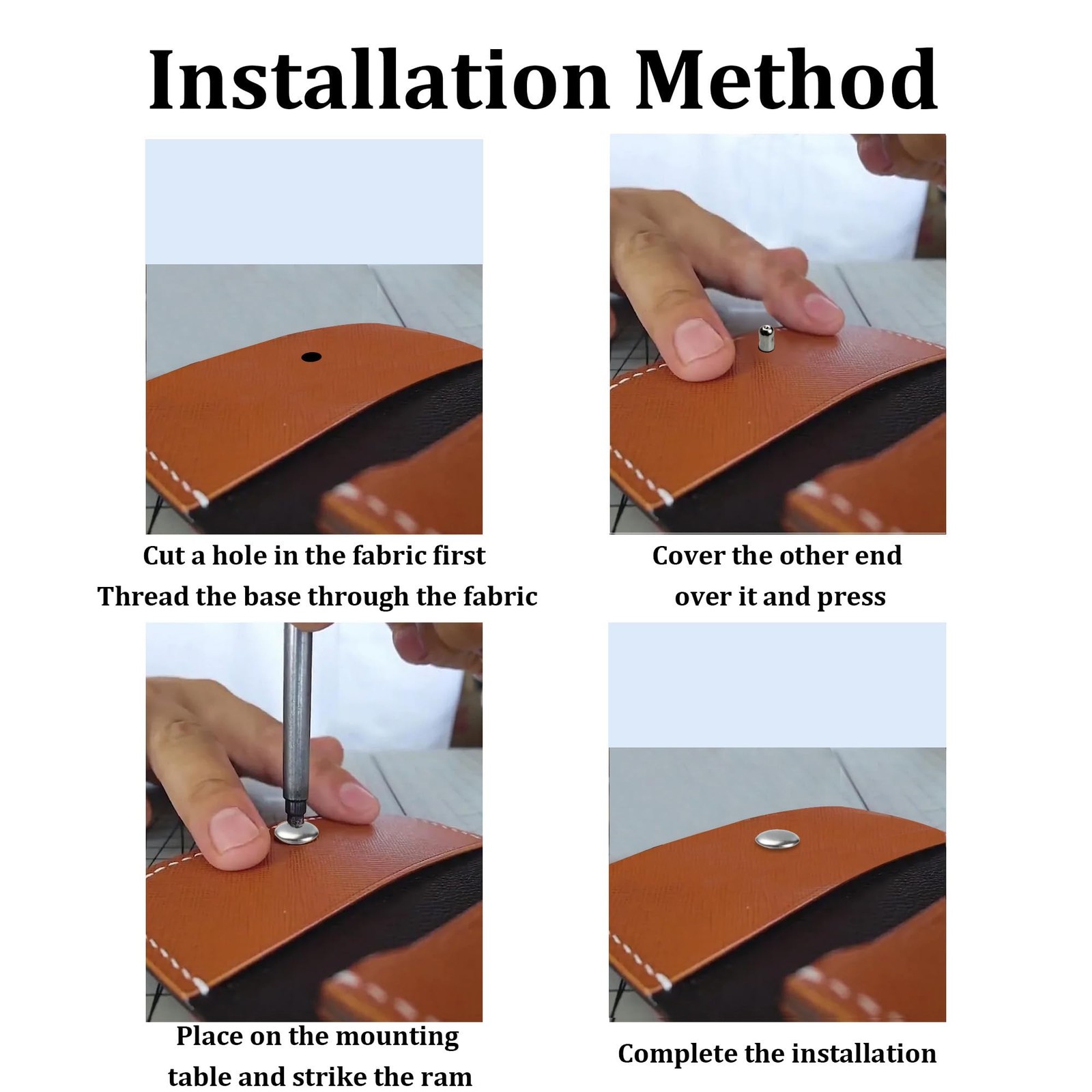 50 Sets 8mm Silver Double Cap Leather Rivets Brass Studs for Crafts & Repai