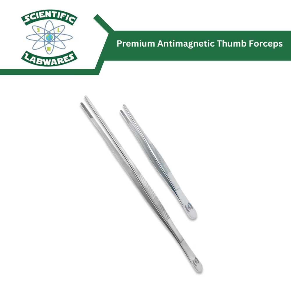 Scientific Labwares Silver Premium Antimagnetic Thumb Forceps Precision Grip