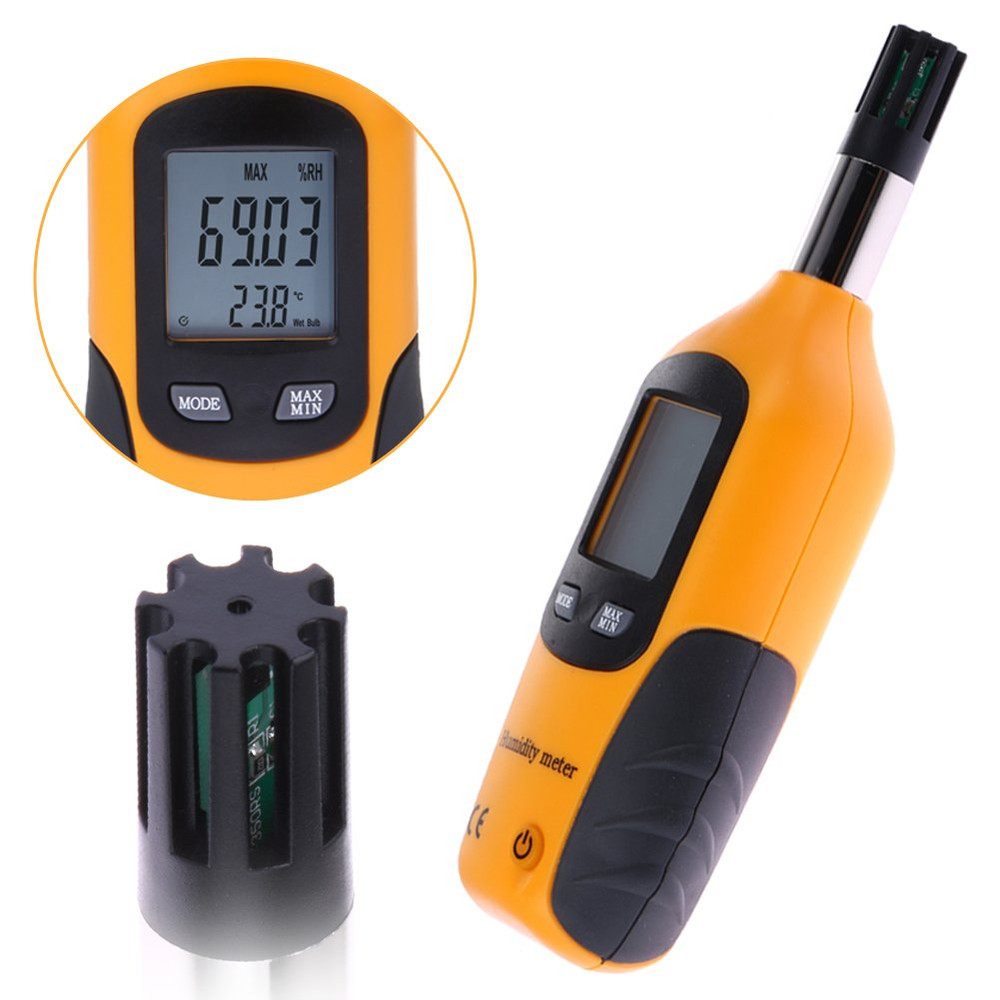 Digital Psychrometer - Handheld Temperature and Humidity Meter, Battery Included