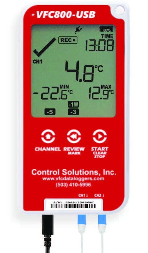 Control Solutions VFC800 Temperature Data Logger (VFC800-USB 5Ft Single Probe)
