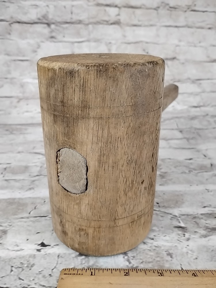 VTG Wood Mallet, Rustic Primitive Hand Tool Decor | Solid Carved Carpenter’s