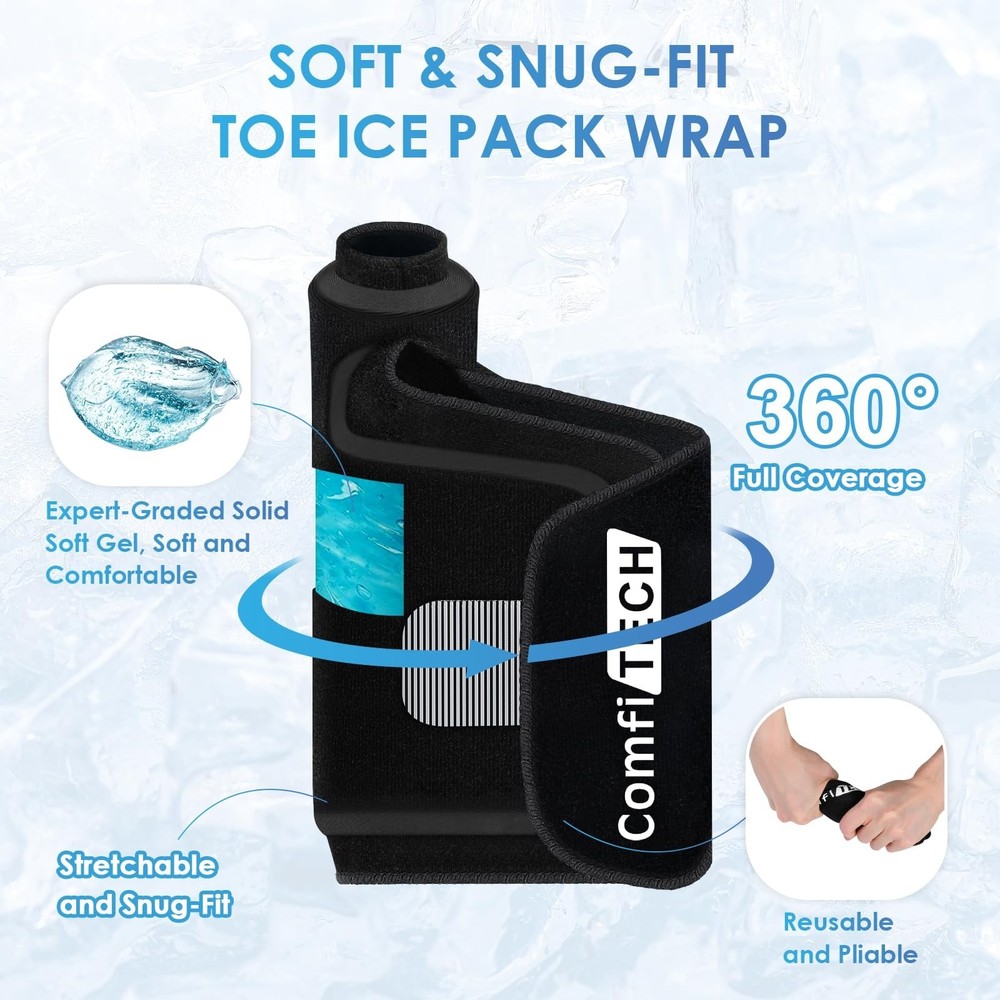ComfiTECH Foot Toe Ice Pack Wrap 1 Pair, Forefoot Cold Sleeve with Stretchabl...