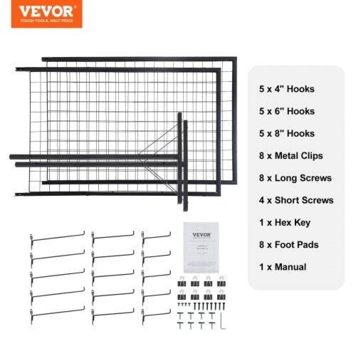 2 x 56 Grid Wall Panels Tower 2 Packs Wire Gridwall Display Racks with TBase