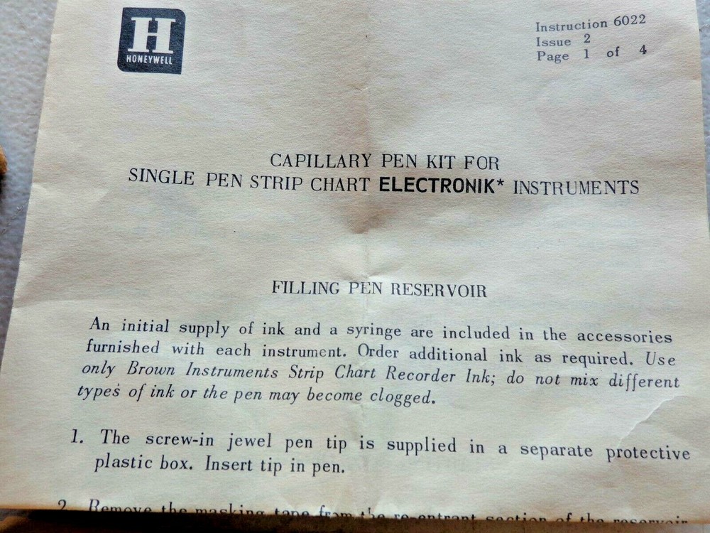 HONEYWELL 363483 STRIP CHART PEN ACCY