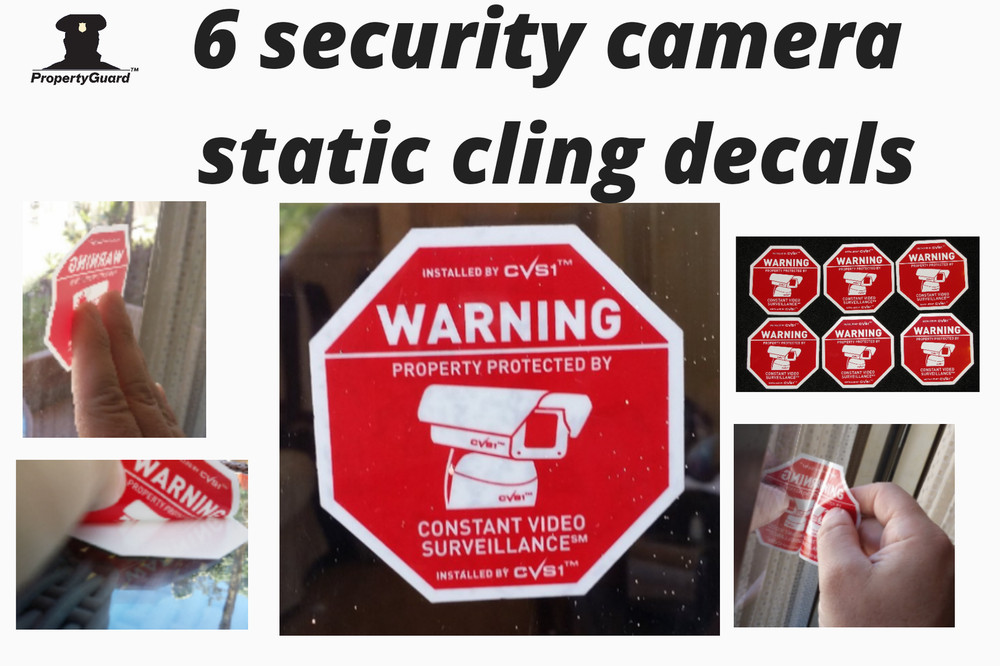 6 Security Camera 3" CCTV Surveillance Warning Home Security Decals STATIC CLING