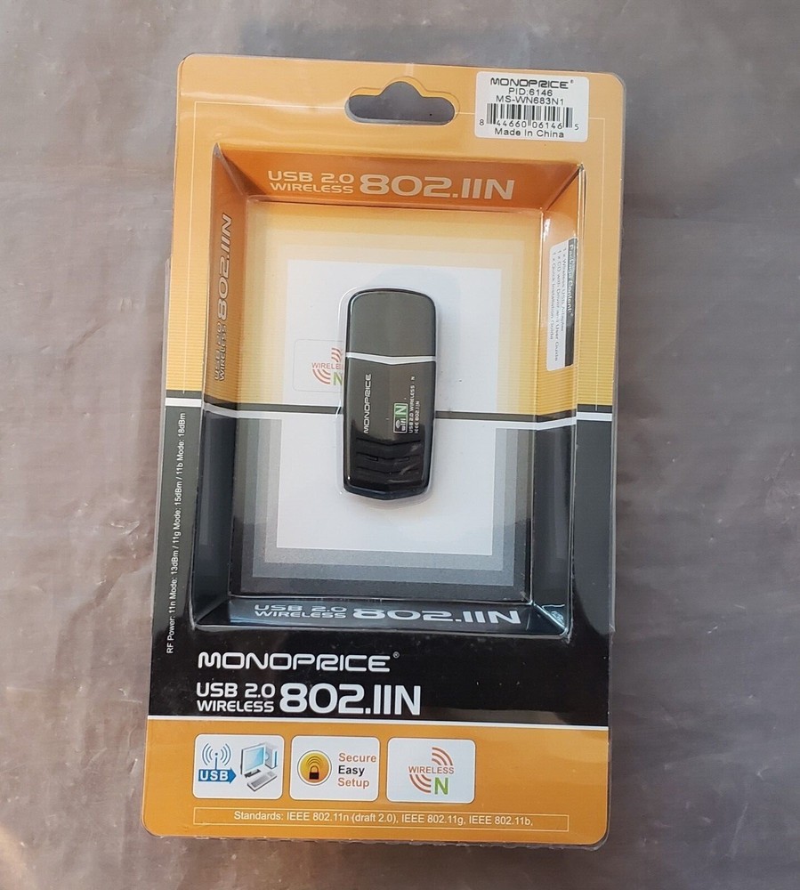 Monoprice Mini USB Wireless Lan 802.11N Adapter Dongle 106146