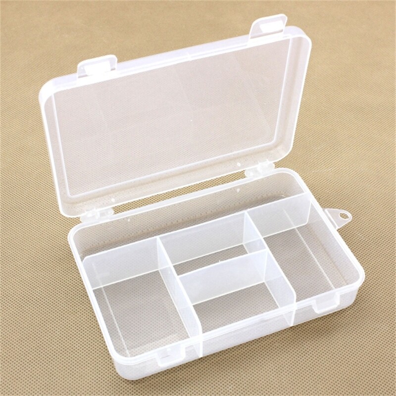Clear 5 Compartment Boxes For Organizing Small Items And Tool In Homes Or Office