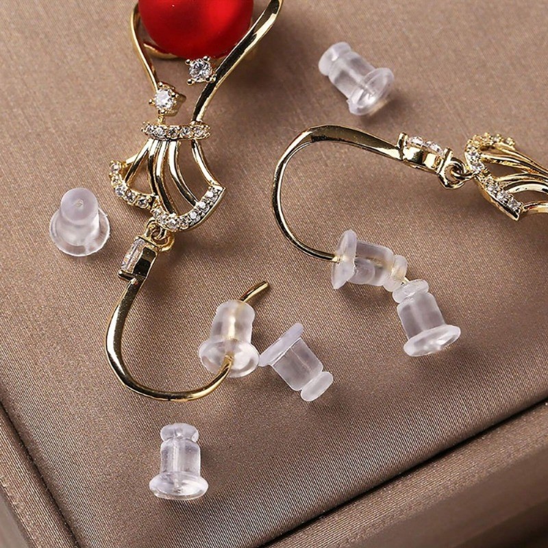 100PCS Soft Silicone Earring Backs - Lightweight Secure Fit, Ear Protection