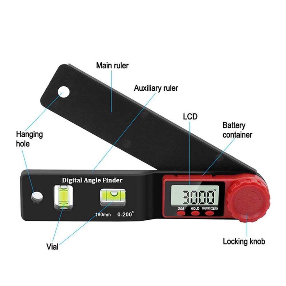 2-in-1 Mini Digital Display Spirit Level Protractor Woodworking Angle Ruler