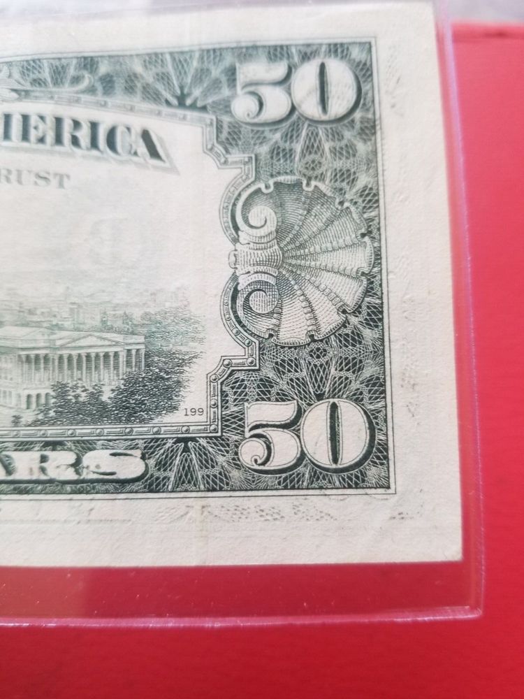 $50 Wet Ink Transfer/Ink Bleed, & Offset Print Error Note, Nice AU Bill