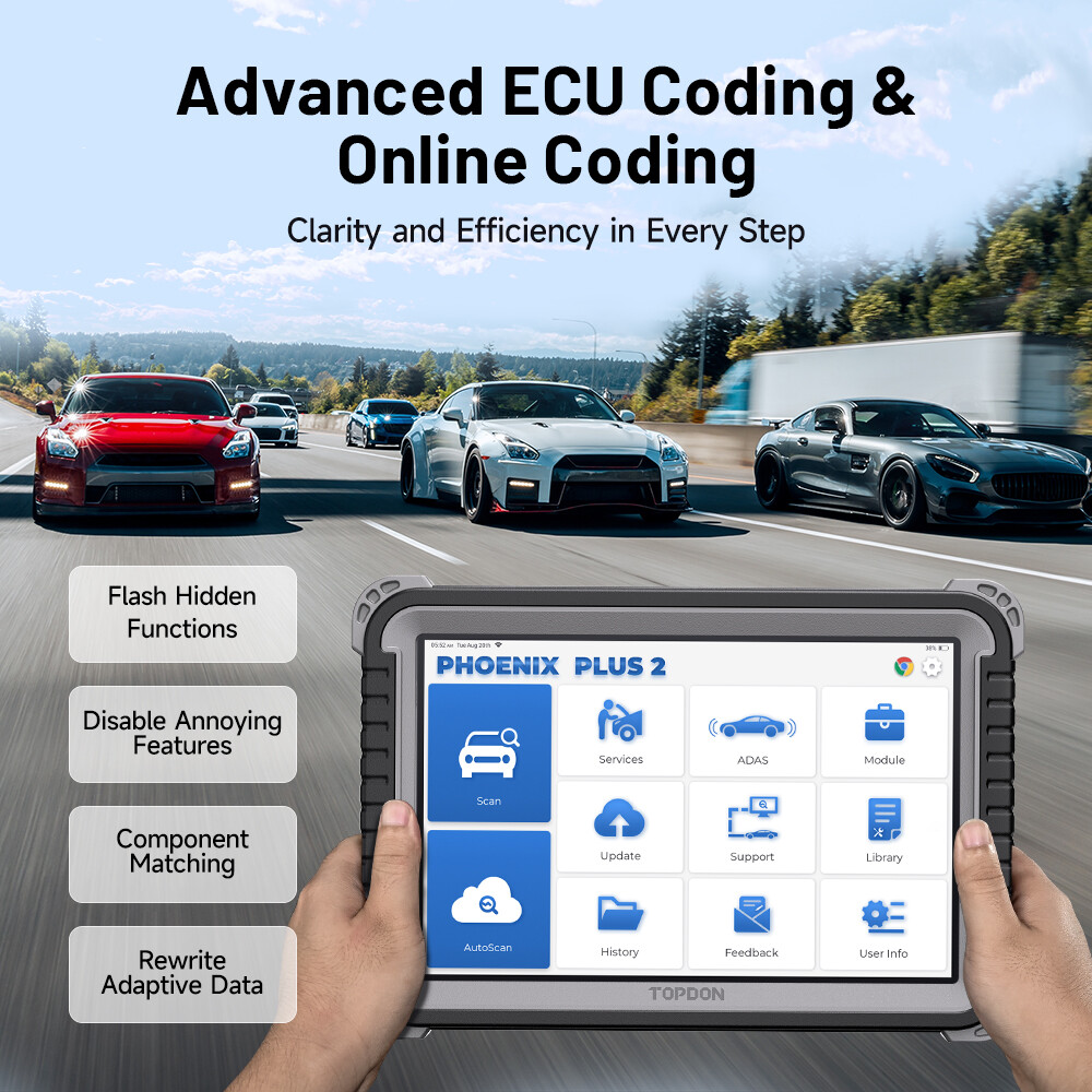 2025 TOPDON Phoenix Plus 2 Online Coding Car Full System Diagnostic Scanner Tool