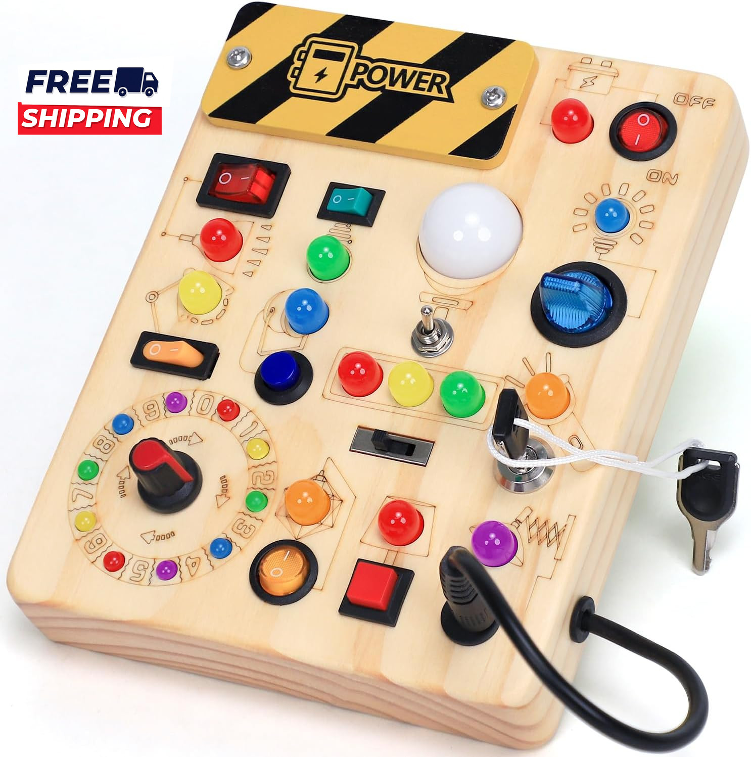 Busy Board with LED Light Switches Montessori Toys for 1 2 3 Years Old  Toddlers