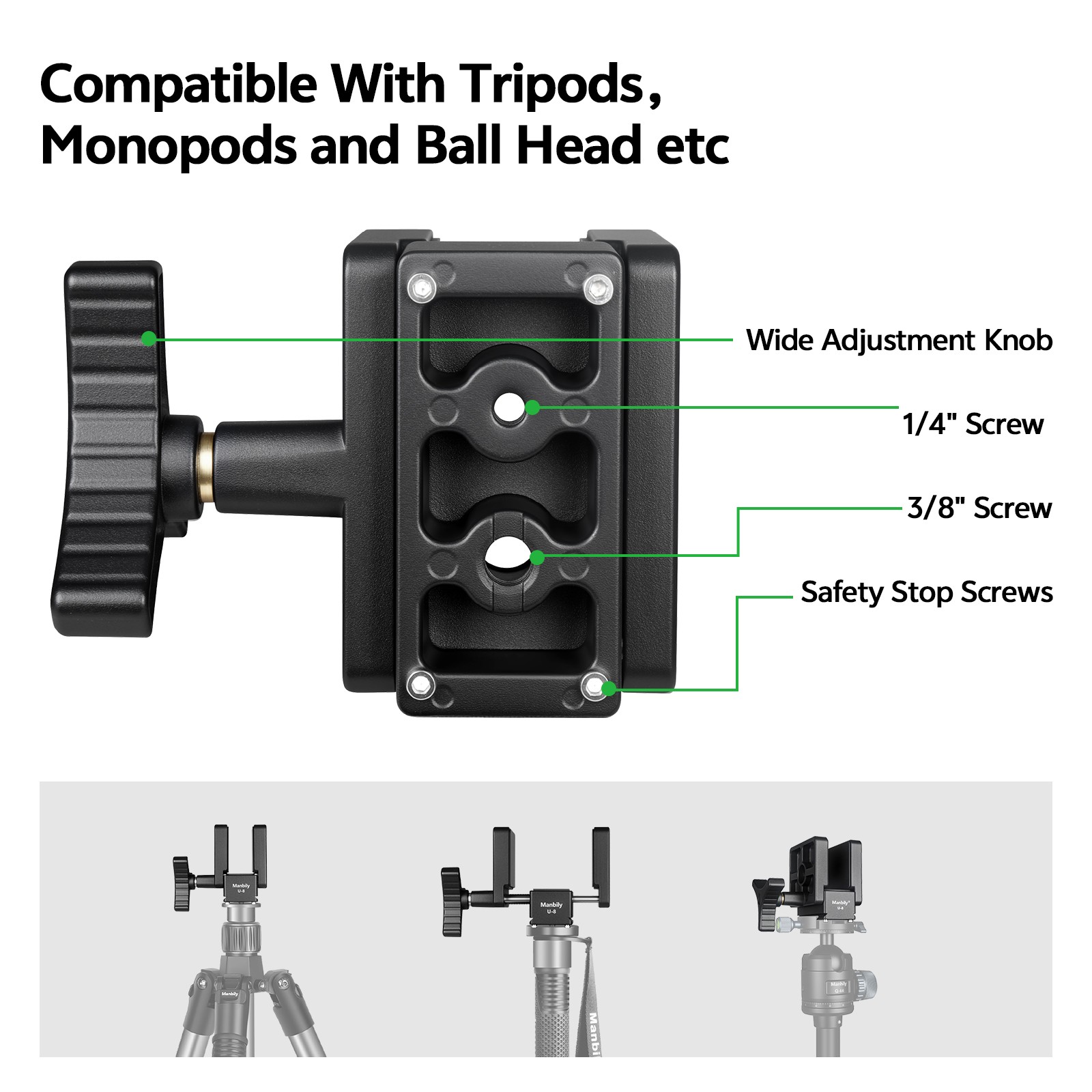 Manbily Saddle Mount Rifle Clamp Adapter for Hunting Tripod Arca Swiss QR Plate