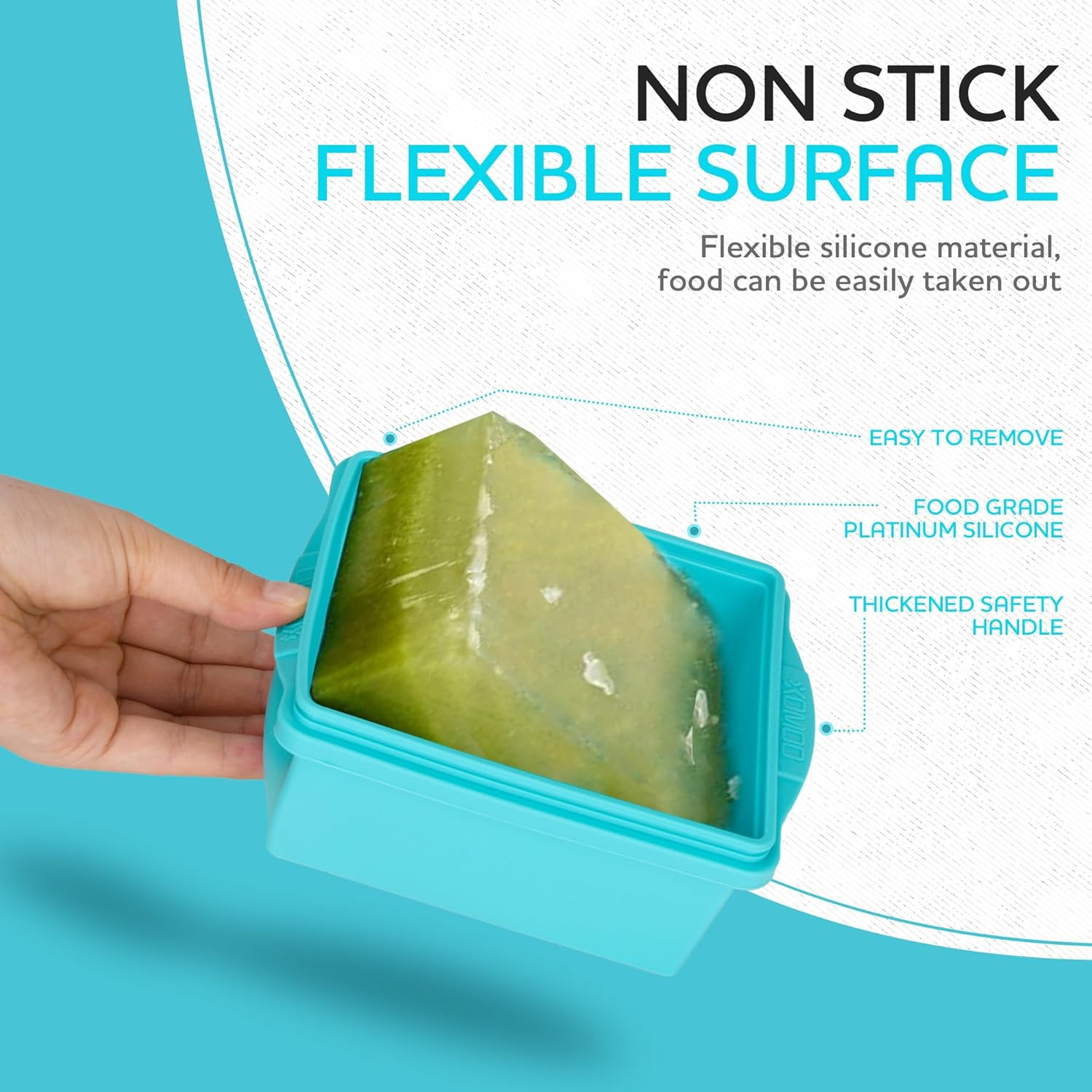 2 Cup Silicone Freezer Trays with Lids, Silicone Soup Freezer Molds - Leakproof,