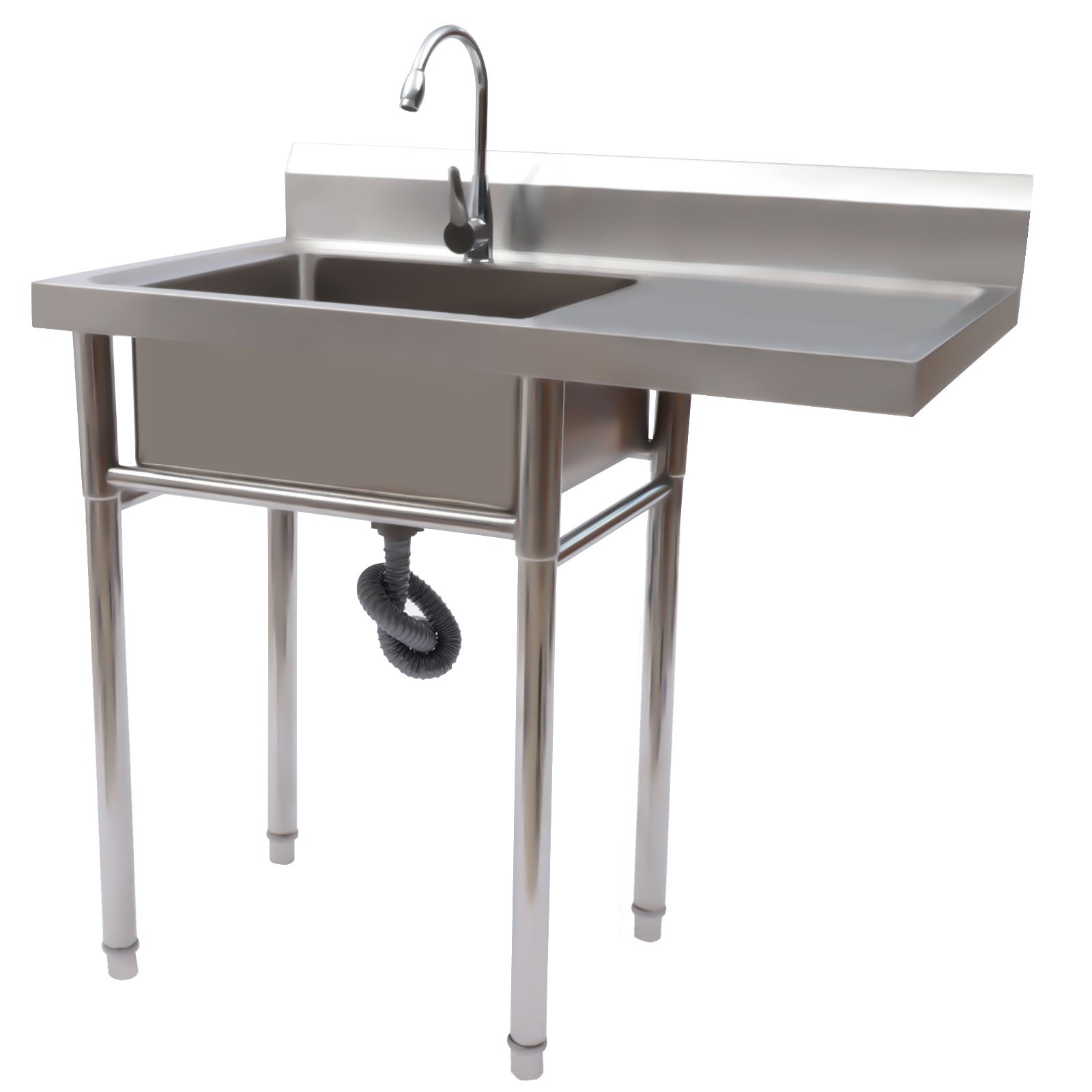 Stainless Steel Utility Sink Commercial Restaurant Kitchen with Faucet & Workben