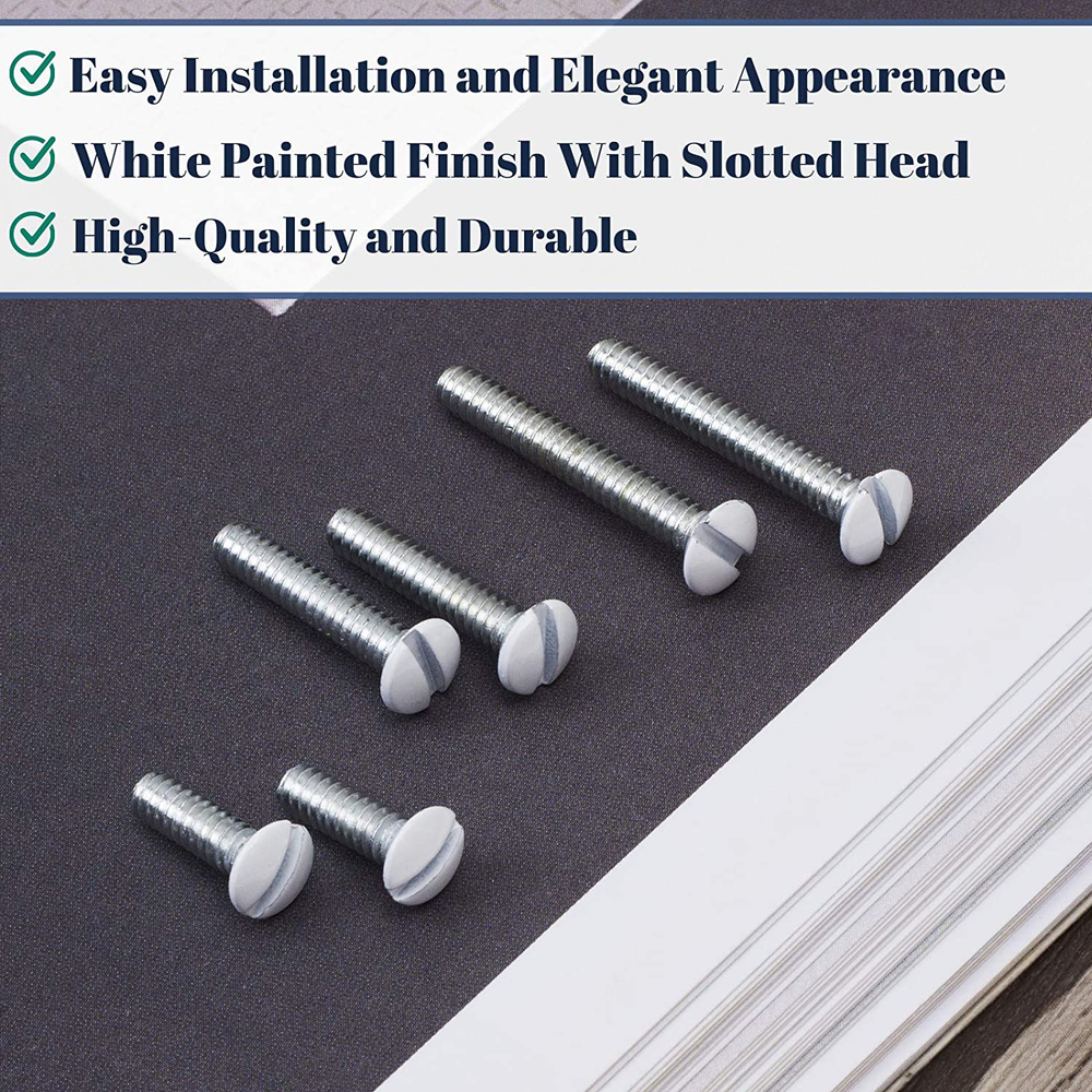 Bates Wall Plate Screws 75 Pack Assorted Size Outlet WHITE Cover Long Electrical