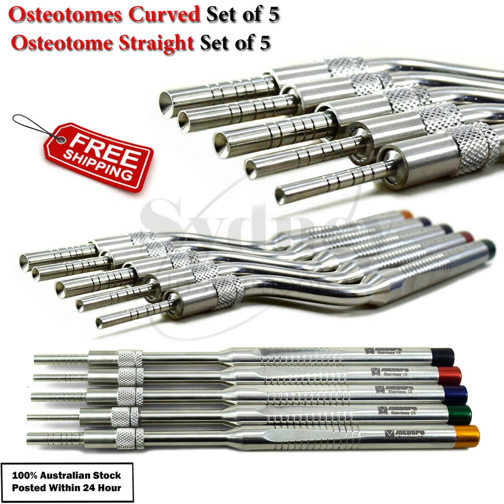 Osteotomes Offset Concave Tip Sinus Floor Elevation Straight & Curved Lab