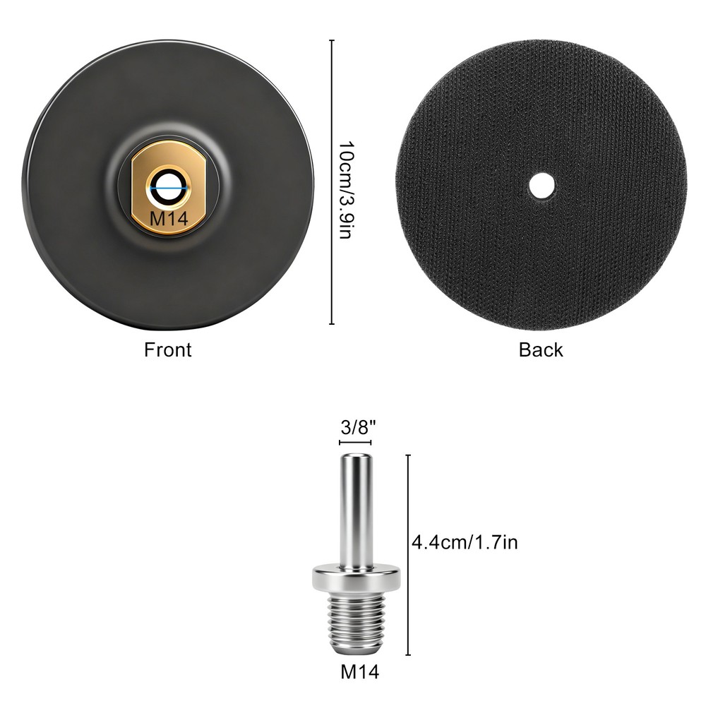 4" Polishing Grinding Discs Hook and Loop Backing Pad for M14 Angle Grinders