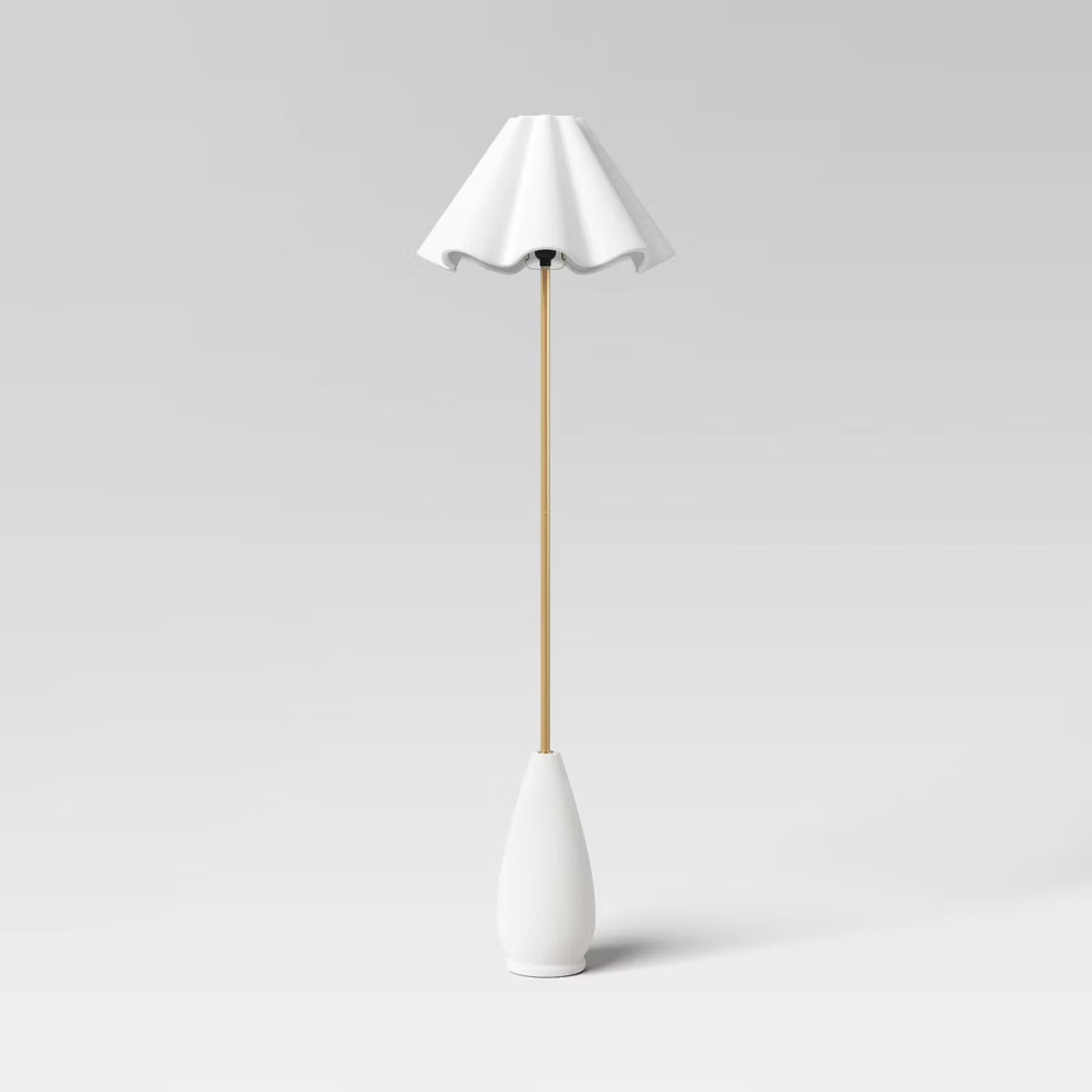 Wavy Shade Collection Ceramic Base Floor Lamp White - Threshold