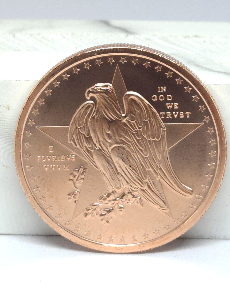 1 Oz. Solid .999 Fine Copper Round -Remember The Alamo Design