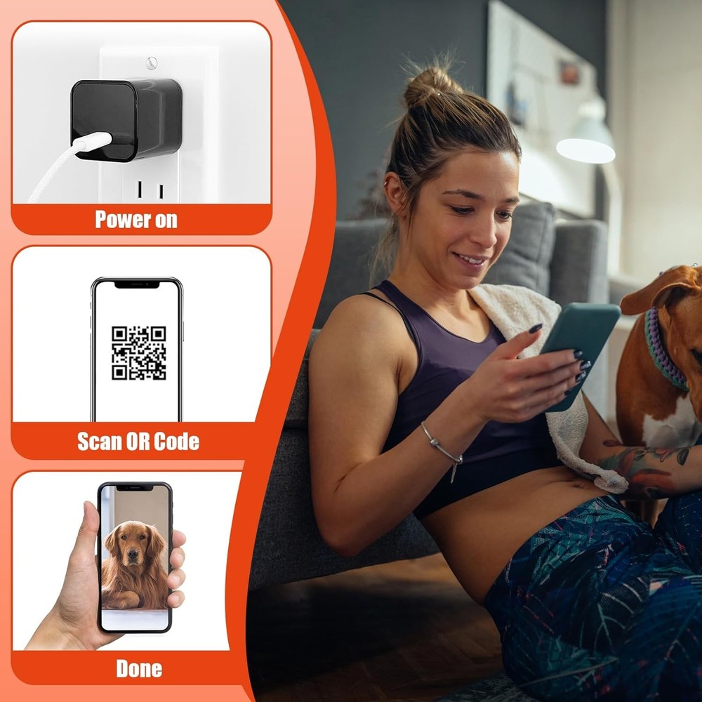 Mini 1080P Camera Charger - Wireless Camera - Wifi Tiny USB Charger Camera, 140-