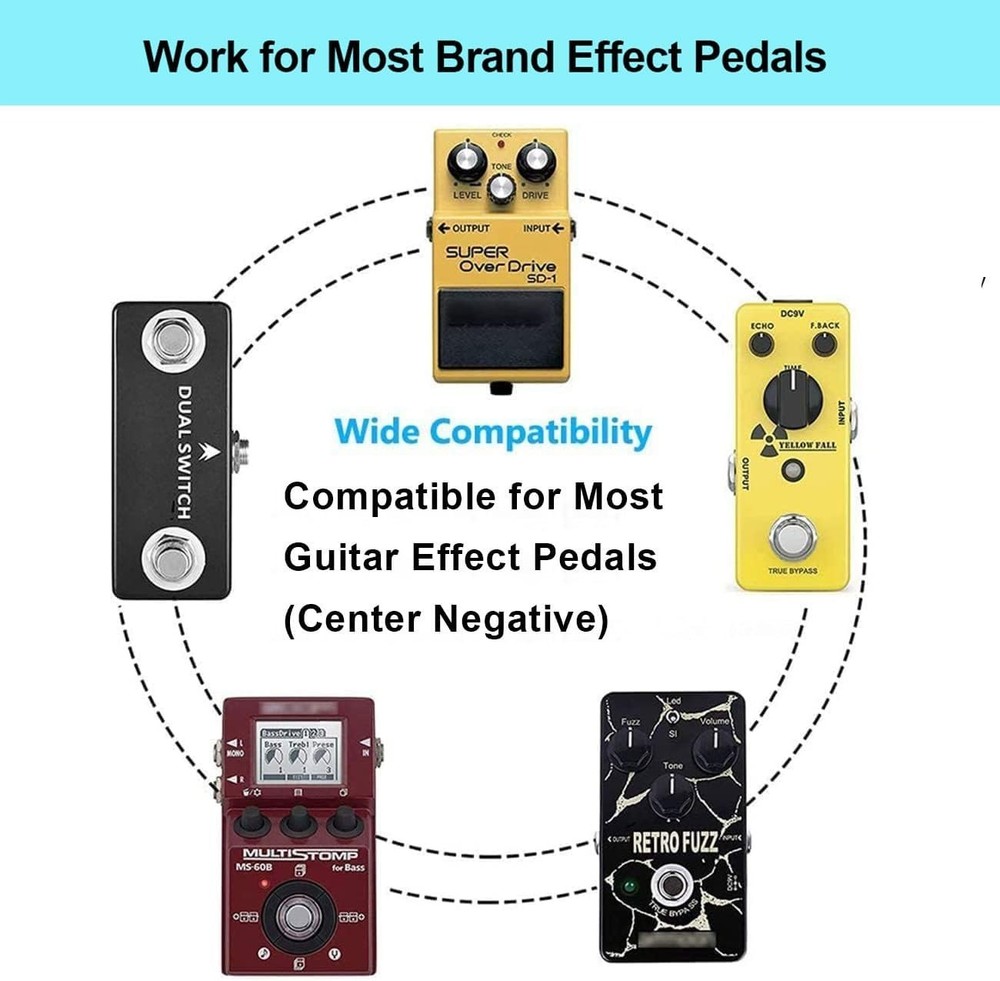Effortless Power for Effect Pedals: 9V AC Adapter with Daisy Chain System