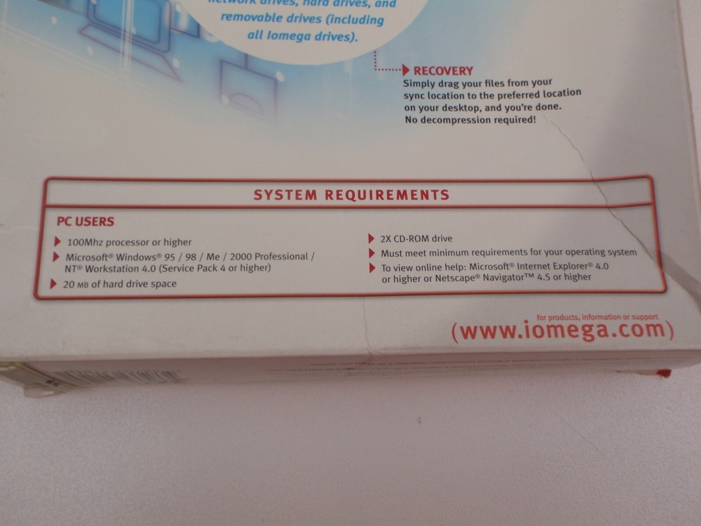 PC BACKUP SOFTWARE IOMEGA QUIK SYNC VERSION 3 AUTOMATIC SCHEDULING RECOVERY
