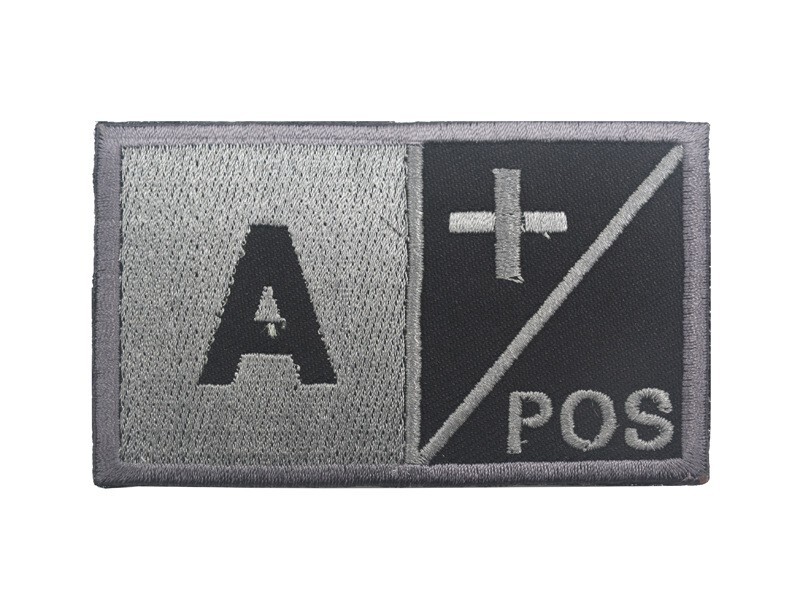 A+ / POS Postive Tactical Army Hook Loop Patch Embroidered Badge Gray Dark
