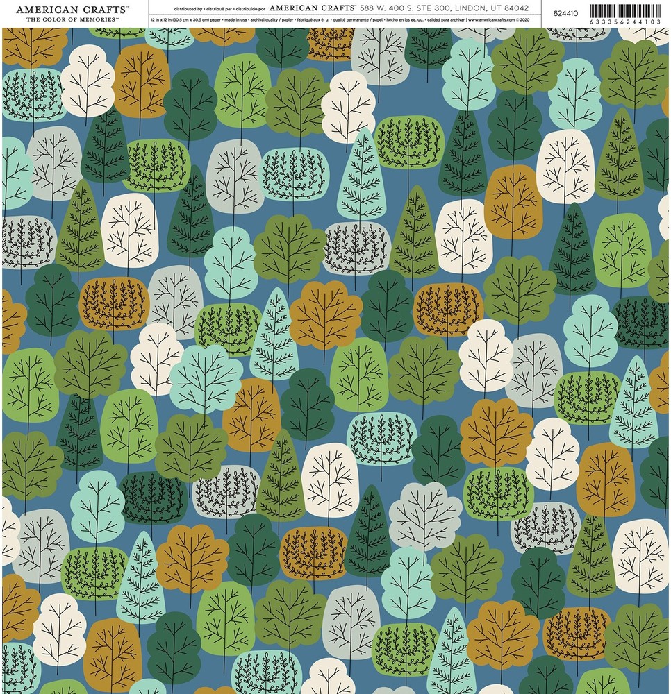 American Crafts Patterned Single-Sided Cardstock 12"X12"-Trees - 25 Pack